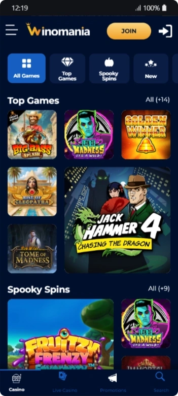Winomania APK file casino
